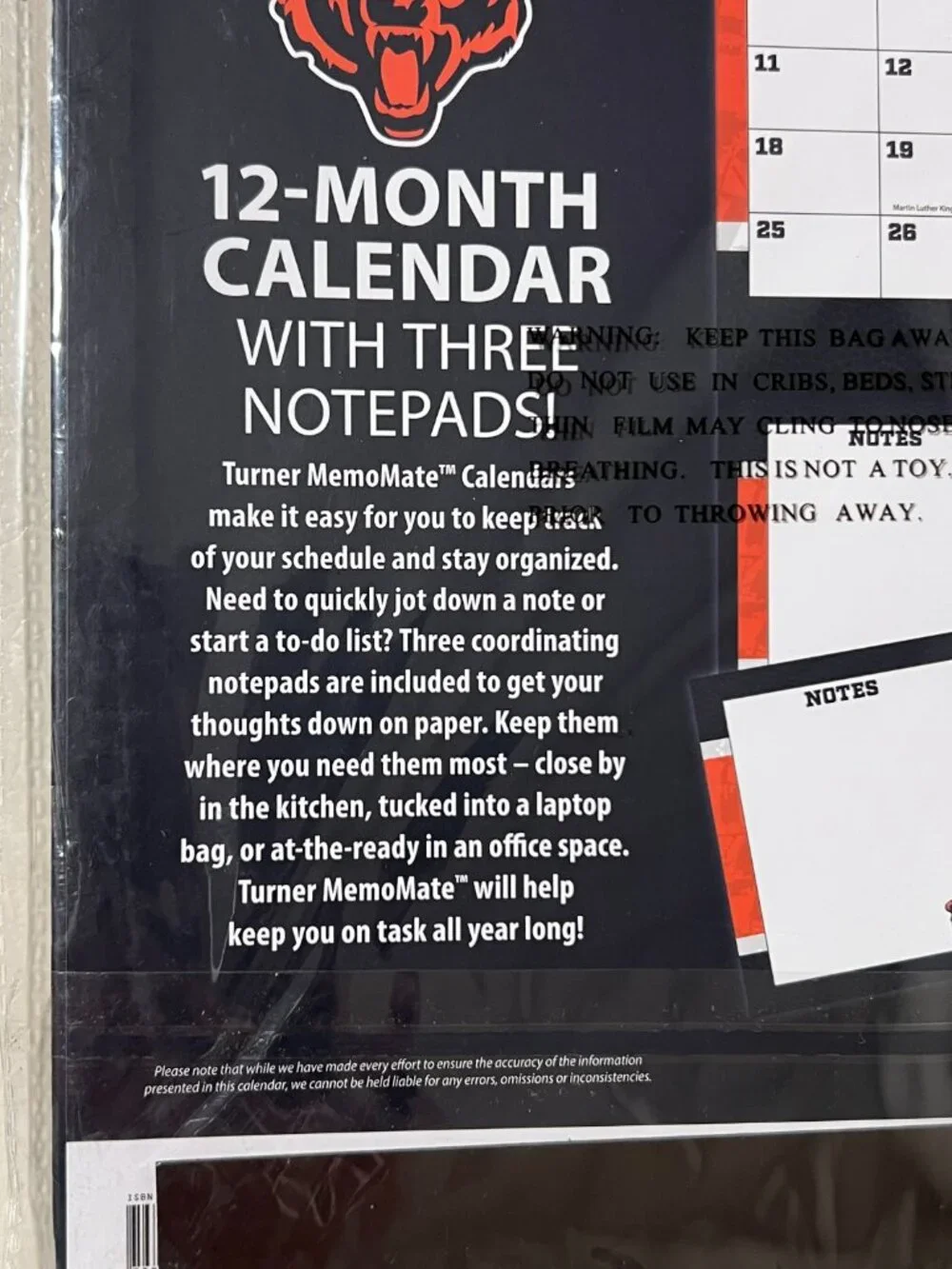 Chicago Bears 2026 Memomate Spiral Calendar, (Paperback)